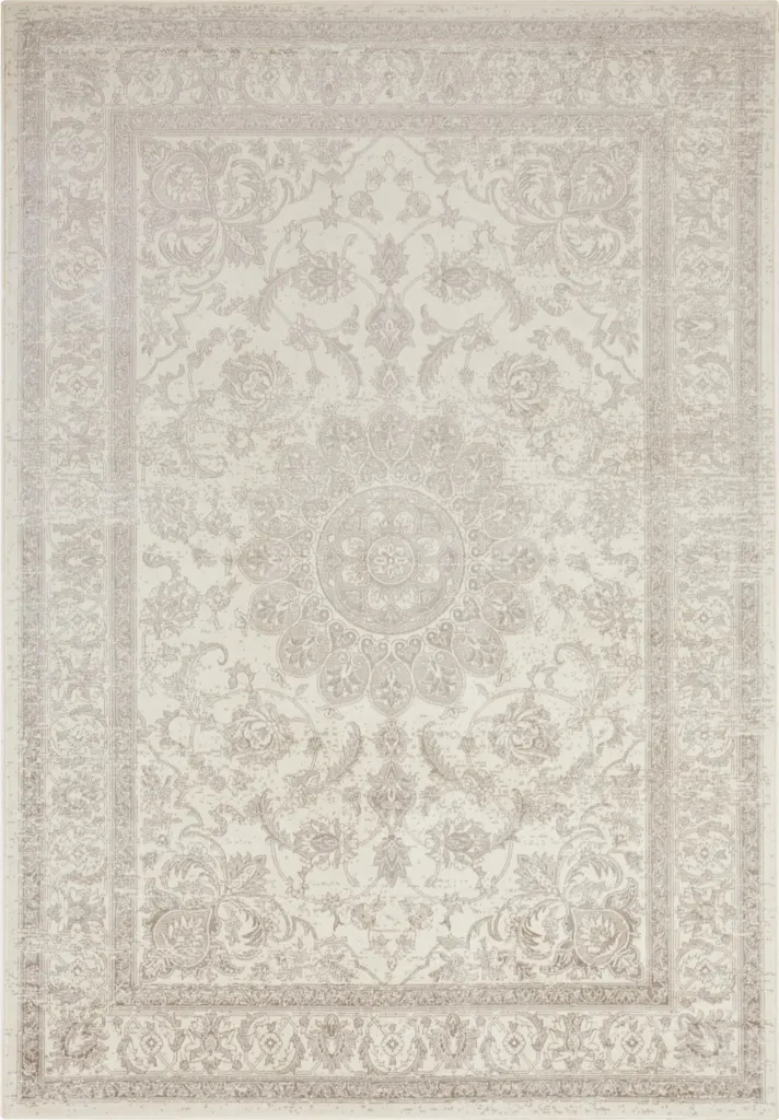 Grand tapis de salon 160x230 cm crème et anthracite style scandinave