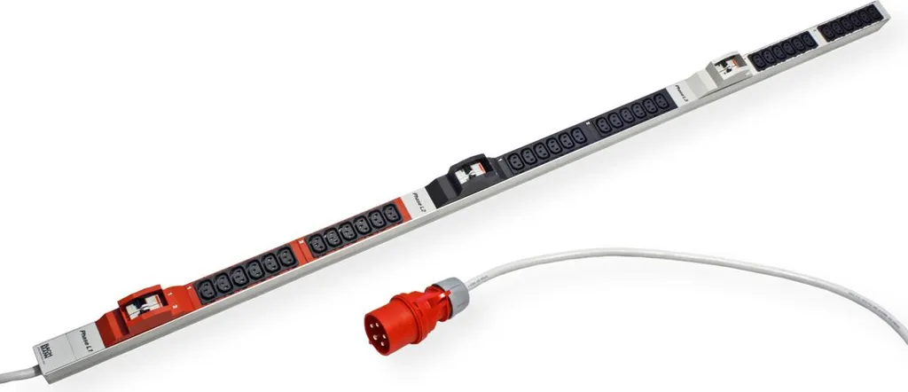 Unité de distribution d'énergie PDU 1U 36x C13 BACHMANN CEE 3x32A Rouge
