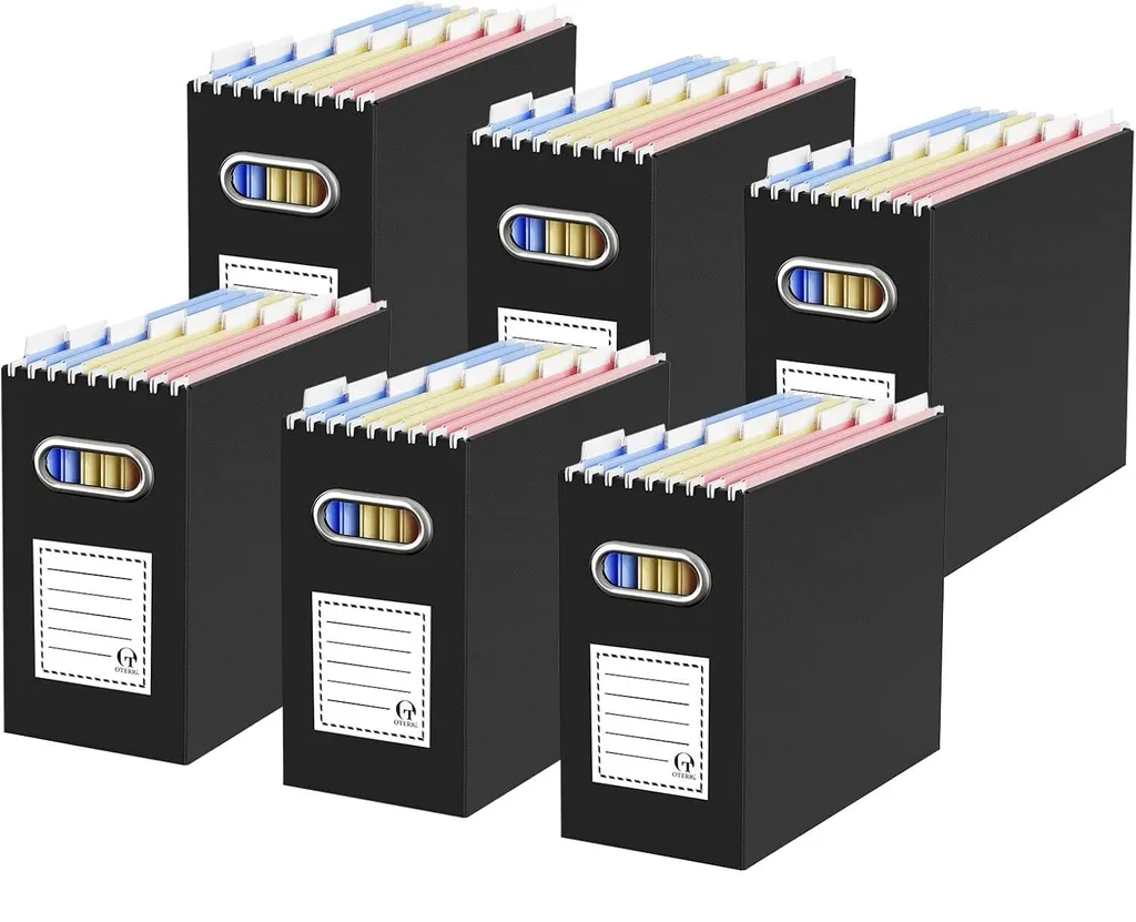Organisateur de documents A4 noir 6 pièces avec poignées Oterri