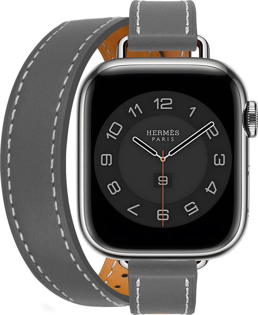 Strap-it Apple Watch Double Tour Lederarmband (Grau) - Große: 42 - 44 - 45 - 49mm