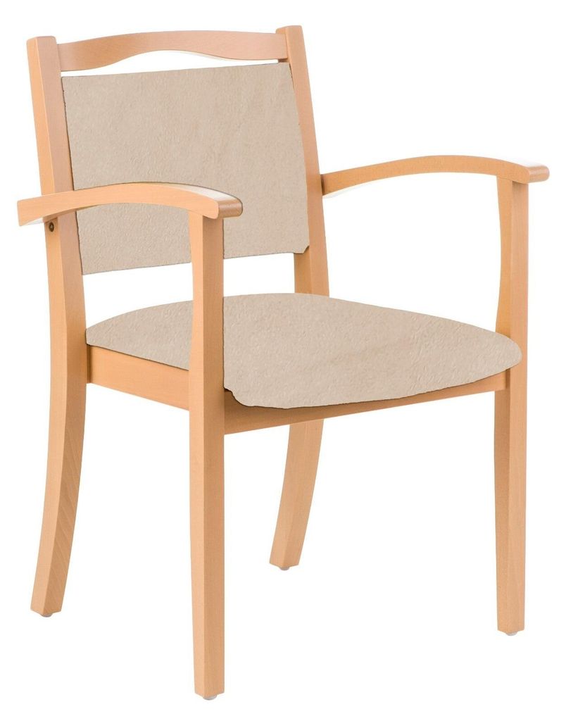 Stoel met armleuningen, houten frame, model Alexander. Productafbeelding 