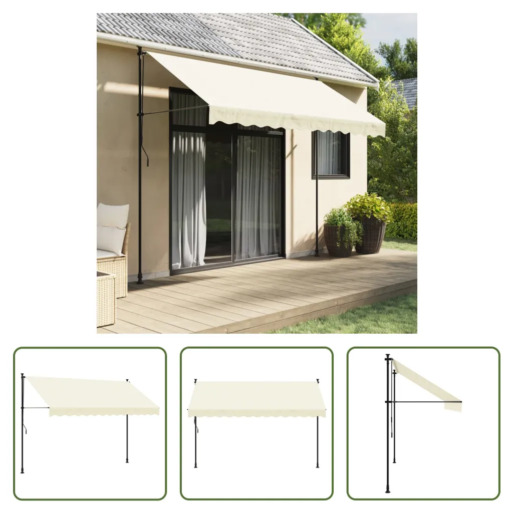The Living Store Tenda da sole retrattile crema 300x150 cm in tessuto e acciaio