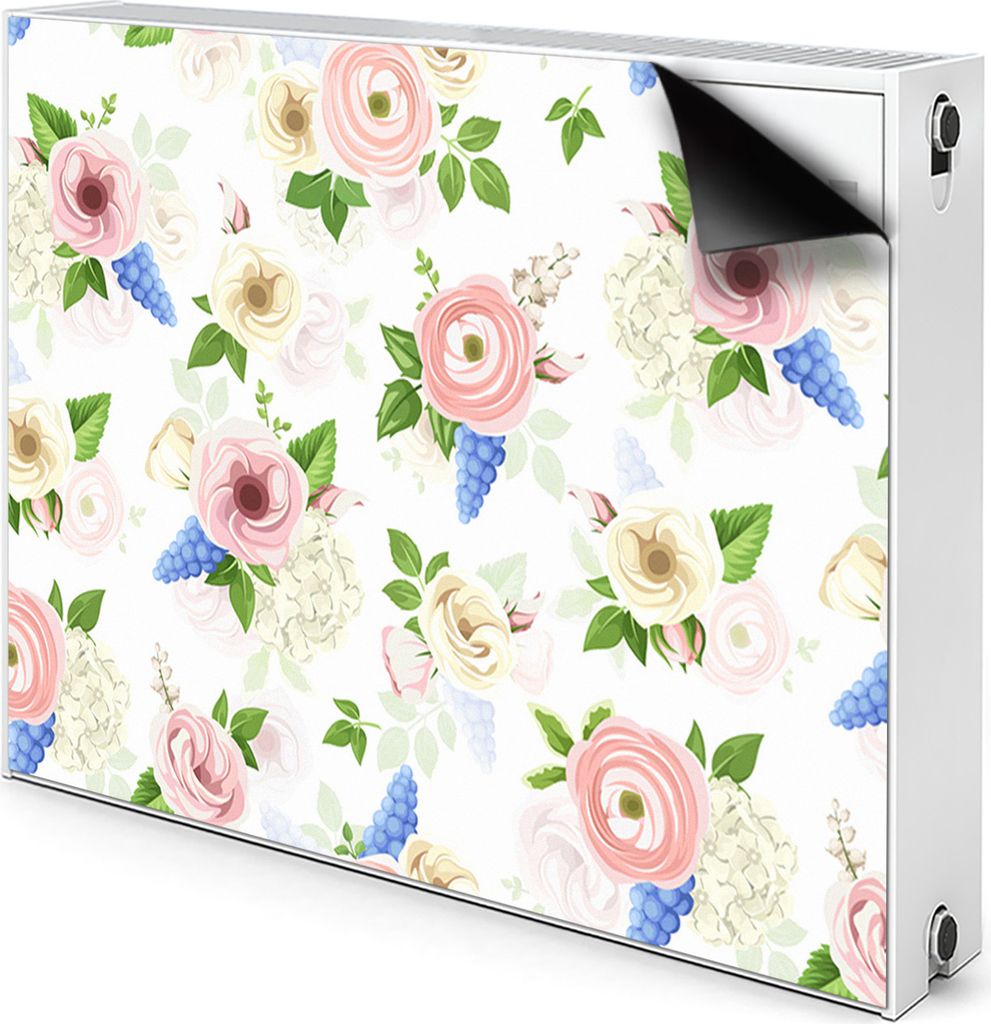 Magnet Heizung Verkleidung Abdeckung Heizung Heizkörperabdeckung 110x60 cm - Gezeichnete Blumen