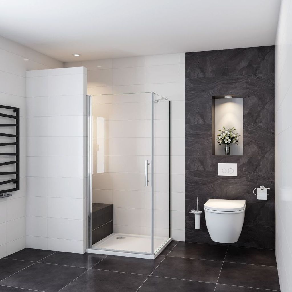 Eckeinstieg Tür x Seitenwand 80x100cm H.185cm Duschkabine Duschabtrennung 180° Schwingtür Pendeltür eckdusche