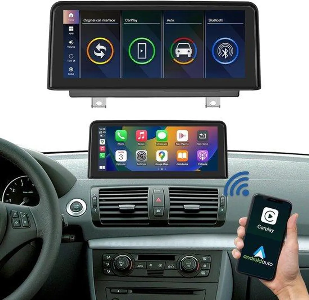 Écran CarPlay sans fil pour BMW Série 1 2004-2008 avec Android Auto GPS
