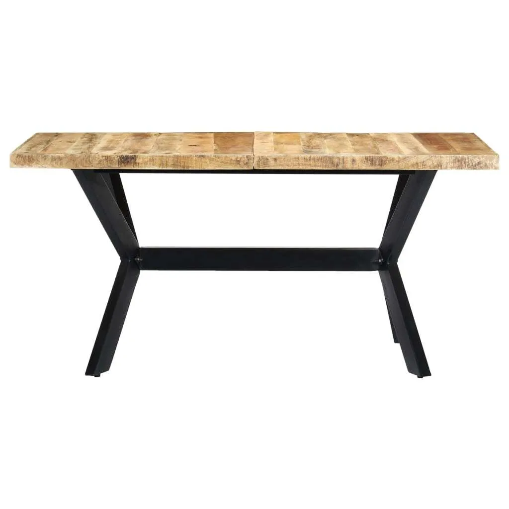 Grande table de repas industrielle 160 cm en manguier massif naturel