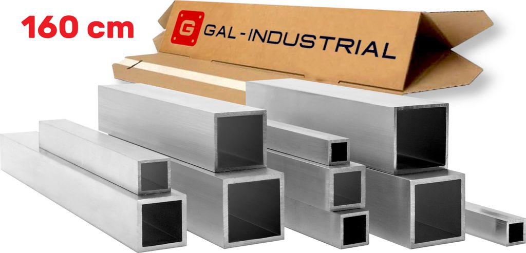 GAL-INDUSTRIAL | Alu vierkantrohr - 50x50x3 mm - 160 cm – Zuschnitt nach Maß