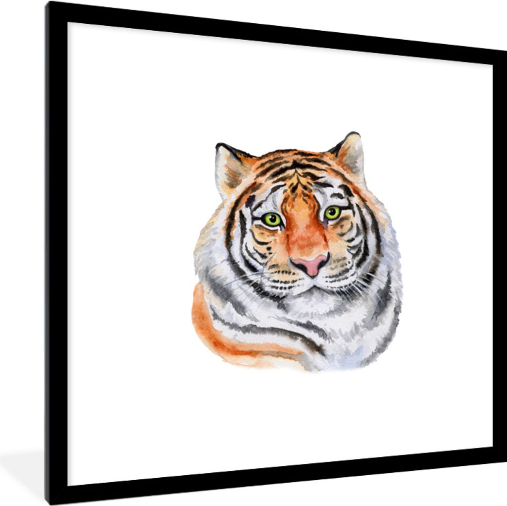 MuchoWow MuchoWow Gerahmtes Poster Tiger - Augen - Grün 40x40 cm - Poster mit zchwarzem Bilderrahmen - Poster - Plakat im Rahmen
