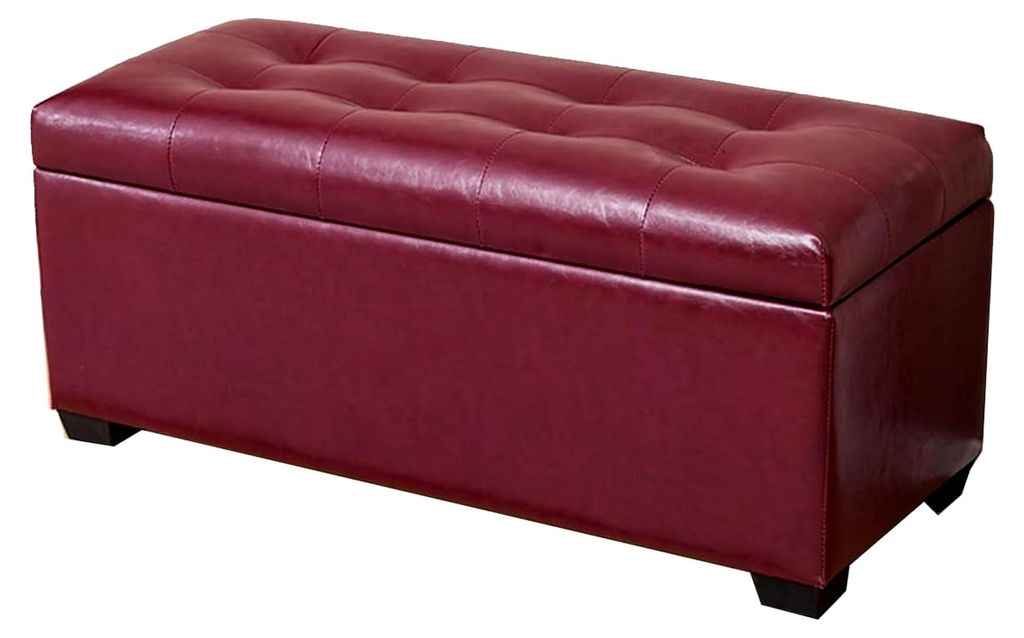 Rechteckige Ottomane mit Stauraum für das Schlafzimmer, Bettbank mit Lederfußstütze und Beinen für den Eingangsbereich, gepolsterter Pouf-Ottom...