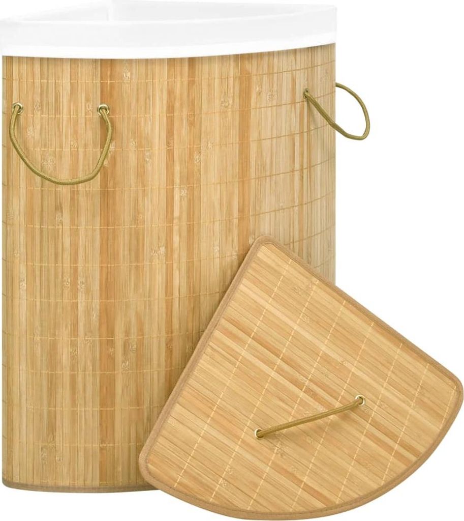 vidaXL Rohový koš na prádlo Bamboo 60 L Obrázek produktu 