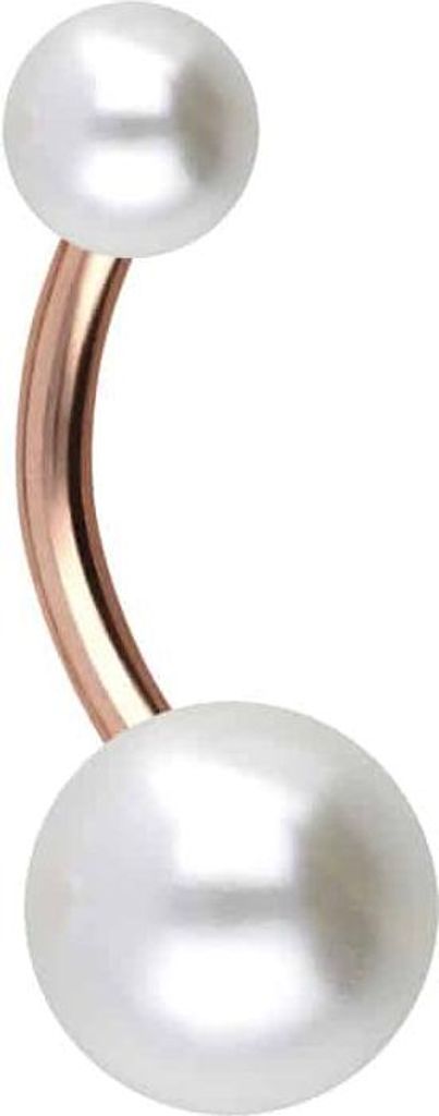 Bauchnabelpiercing Titan Bananabell SYNTHETISCHE PERLEN RoséGold Stablänge: 10mm