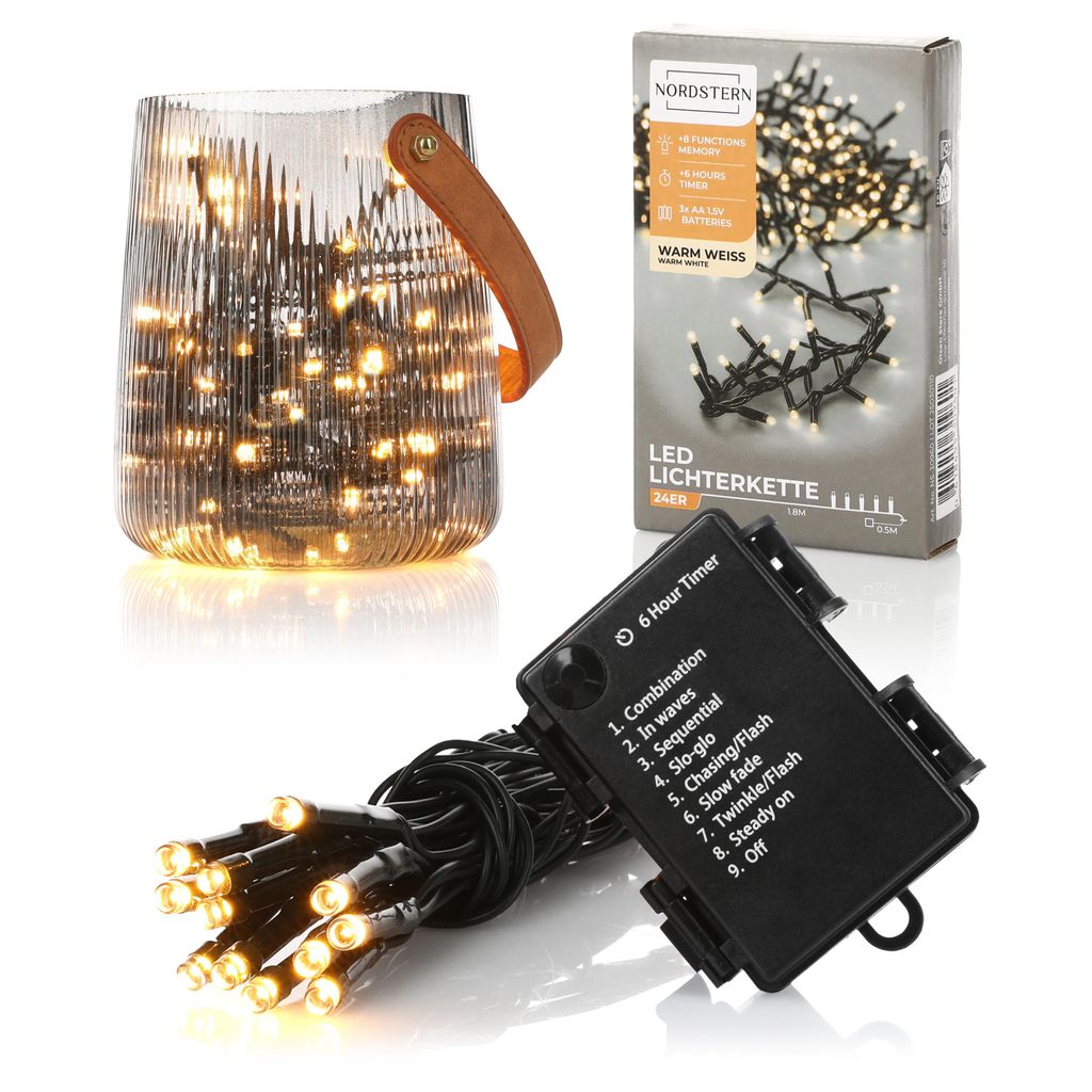 Nordstern LED Lichterkette Warmweiß 24 LEDs - Beleuchtung Produktbild 