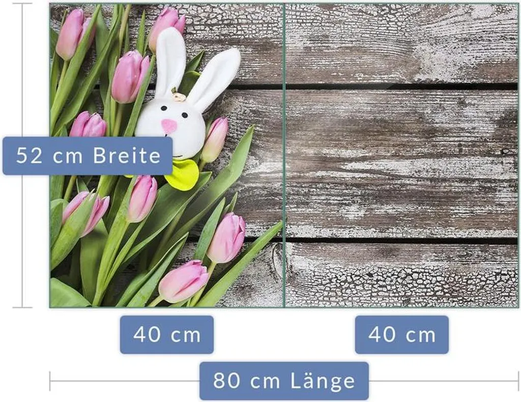 Piastra di copertura per piano cottura in ceramica 2 pezzi 2x40x52 fiori rosa copertura alzatina in vetro - 2