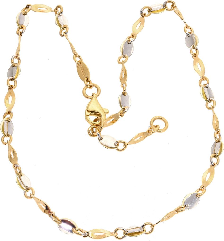Fußkettchen echt Gold 333 (8 kt) bicolor in 27 cm verstellbar
