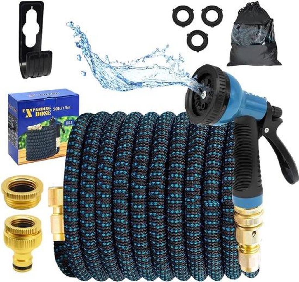 Flexible Gartenschlauch 15m mit 10fach Sprüher