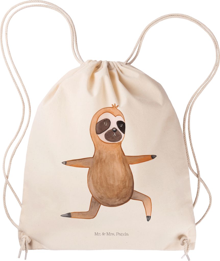 Mr. & Mrs. Panda Jutebeutel Faultier Yoga - Transparent - Geschenk, Turnbeutel, Entspannung, gym tasche, Atmung, Stoffbeutel, wander rucksack, Spor...
