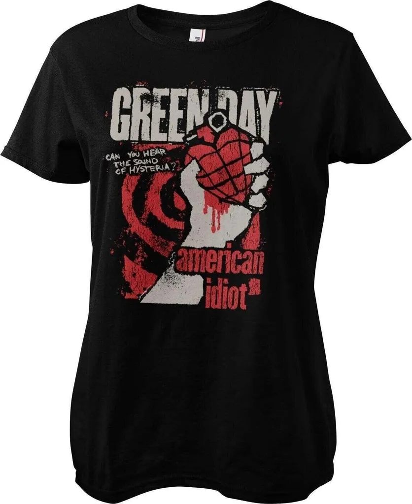 Haut Rock Femme Green Day American Idiot Noir Coton de Qualité en S