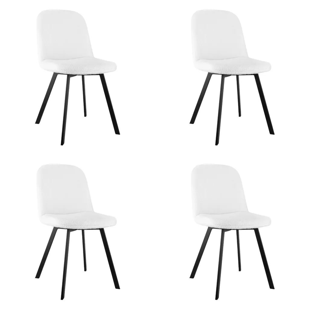 Set 4 Sedie Lusso Bouclé Bianco: Arredo Moderno Stile Francese Crema