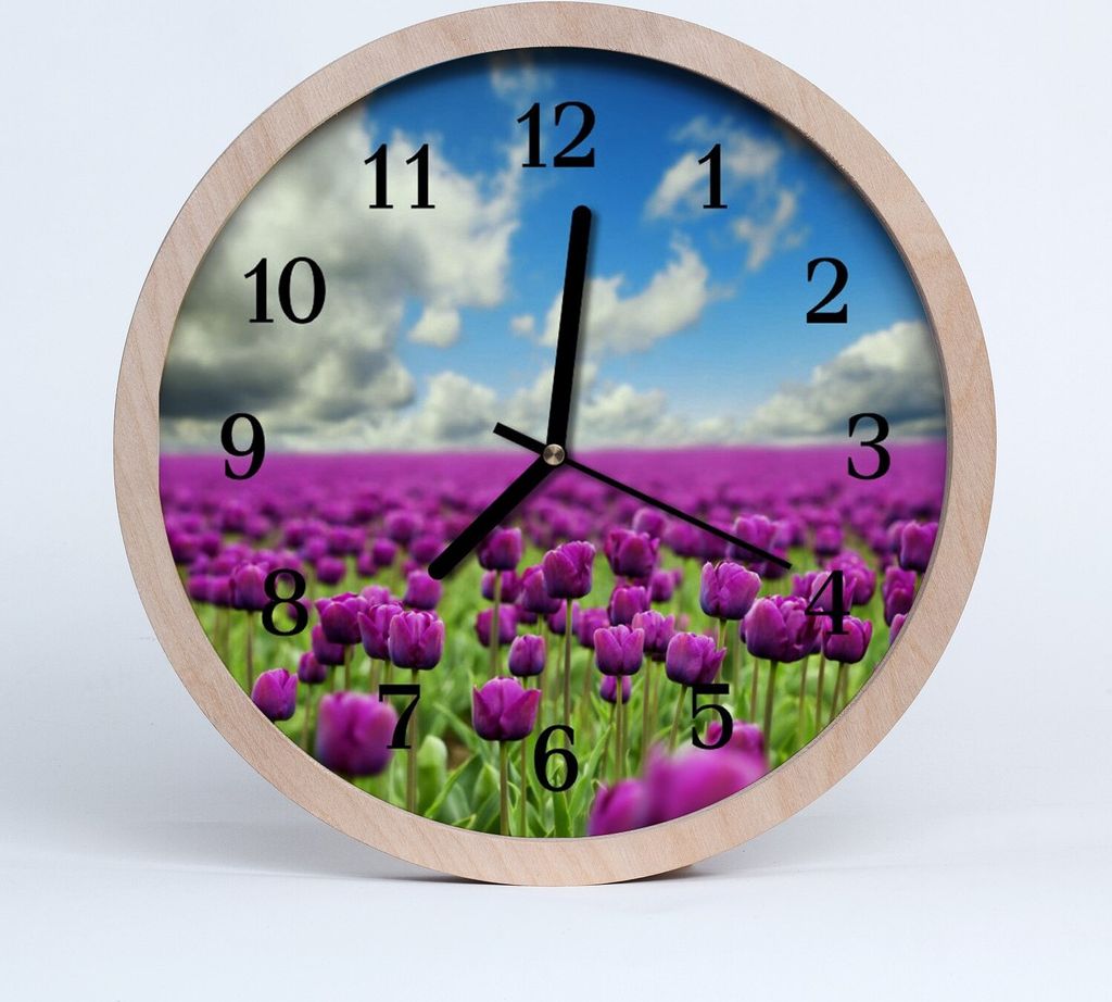 Holzuhr 20fi cm wanduhr - Tulpen Blumen