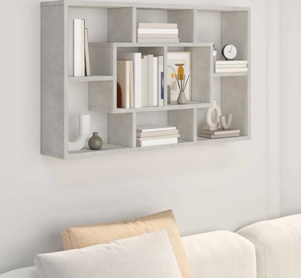 The Living Store Mensola Parete Cemento Grigio 85x16x52,5 cm Legno