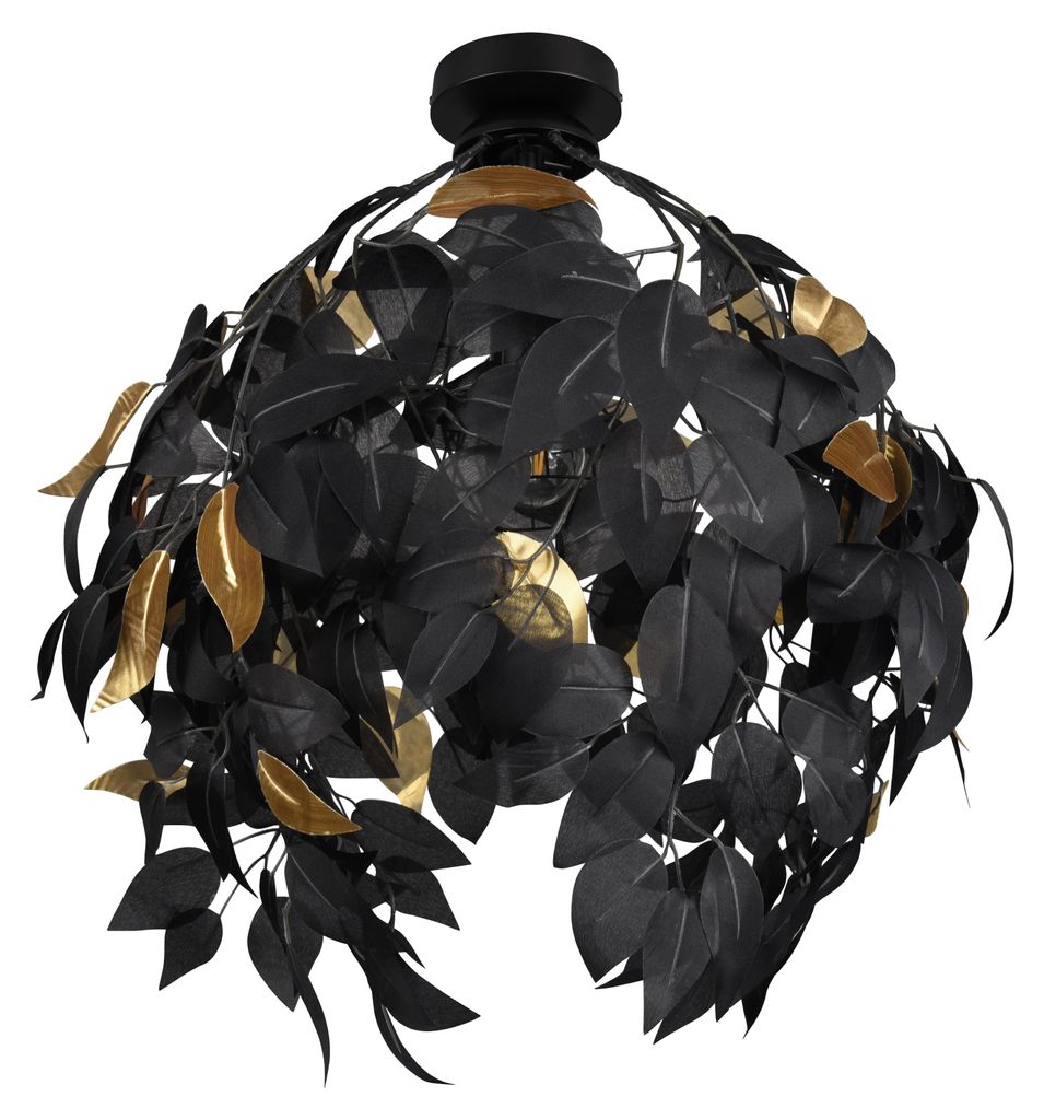 Suspension LEAVY noir et or, 1xE27x28W, métal, dimensions : Image du produit 
