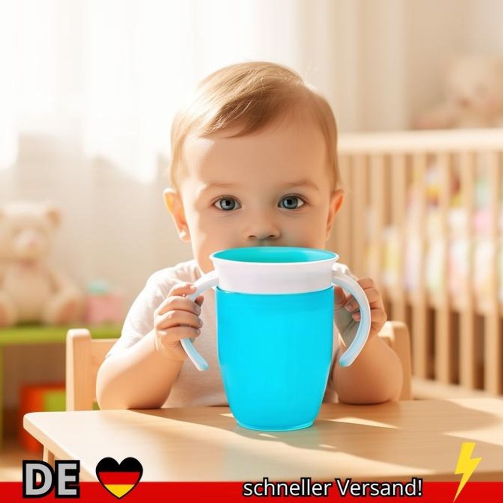 Baby-Wasserbecher Um 360 Grad Drehbar Baby-Lerntrinkbecher mit Doppelgriff