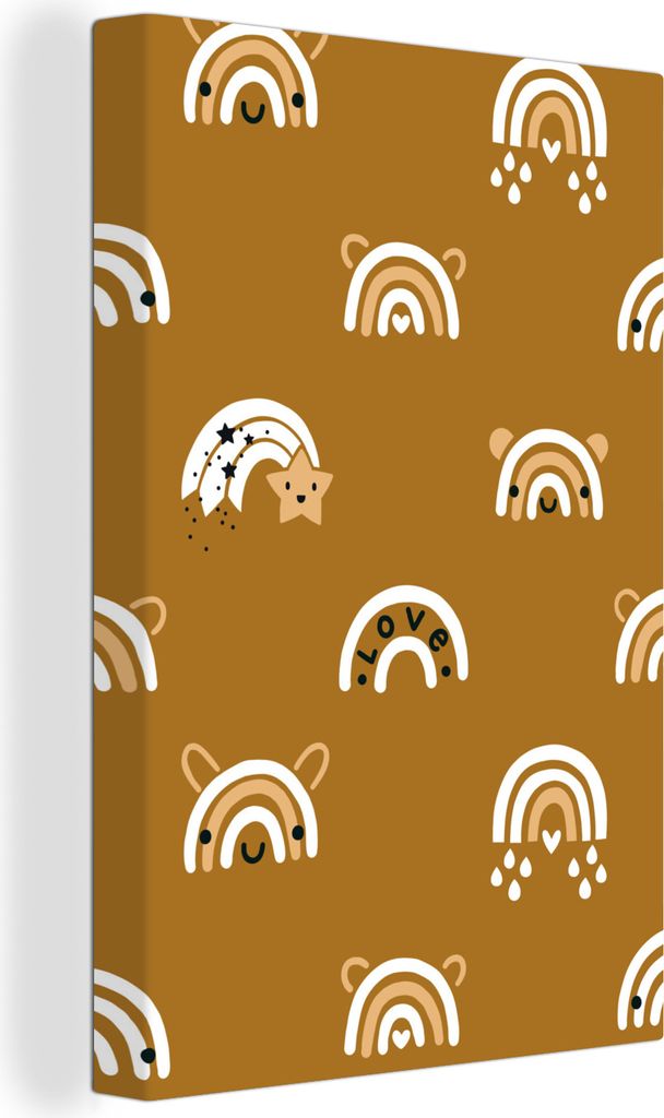 OneMillionCanvasses - Leinwandbilder - 90x140 cm, Muster - Regenbogen - Braun, Wandbilder Kunstdruck Wanddekoration - Wandschmucke - Schlafzimmer