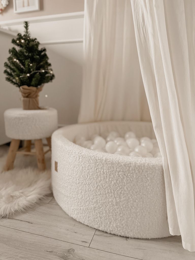 MeowBaby Boucle Bílý kulatý kuličkový bazén 90x30cm, Obrázek produktu 