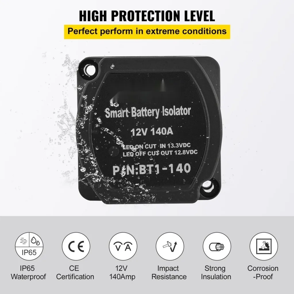 Relais de séparation batterie double 12V 140A avec kit câblage complet