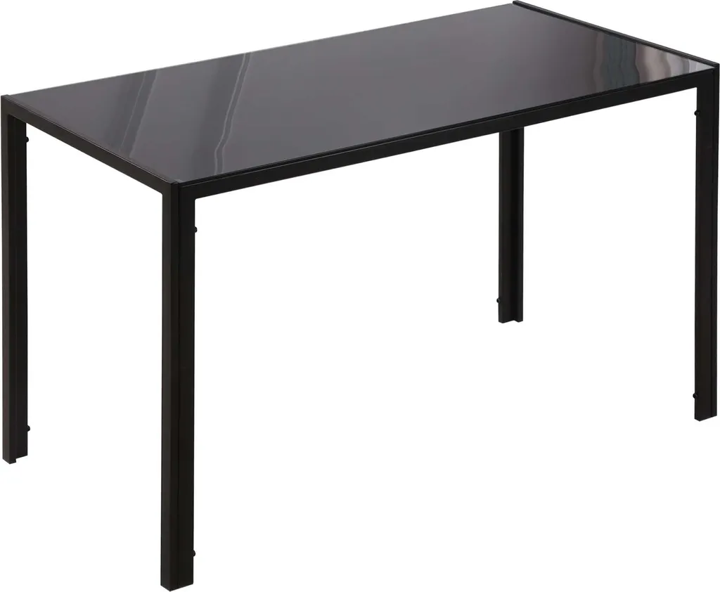 Table à manger design noir en verre trempé haute résistance 120 cm
