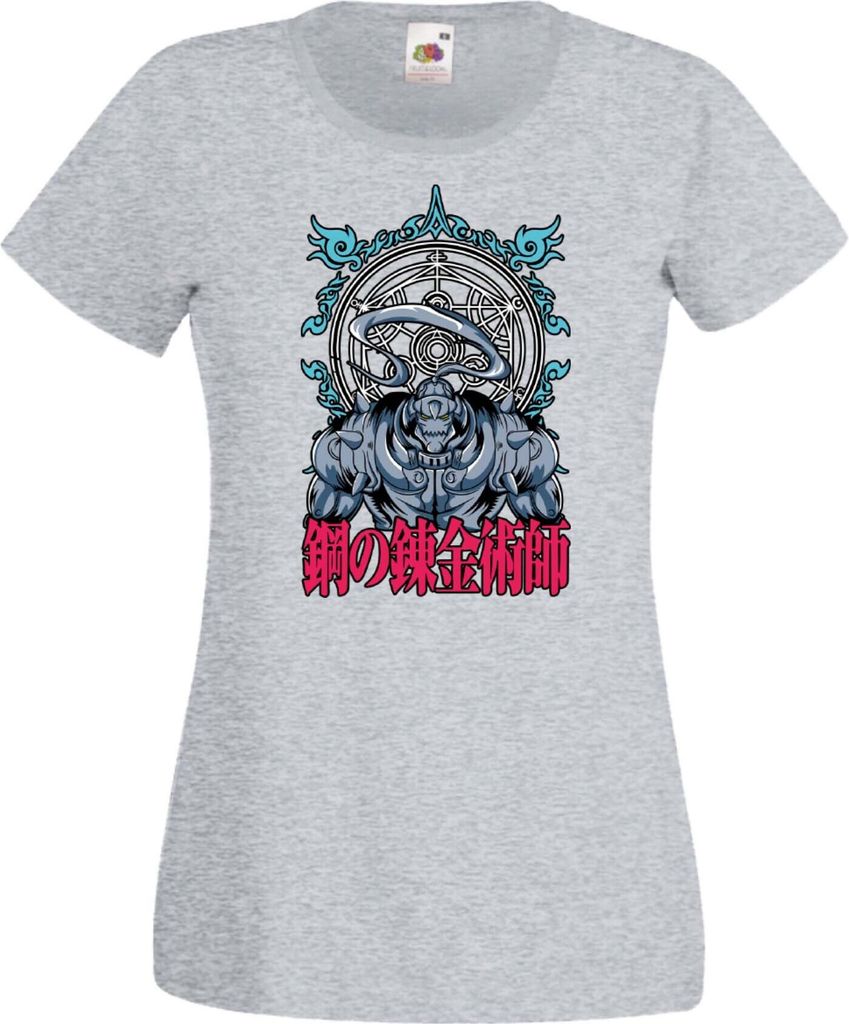 Damen T-Shirt Anime Manga Fullmetal Alchemist Alphonse Elric Elric Alphonse, Lady S / Grau