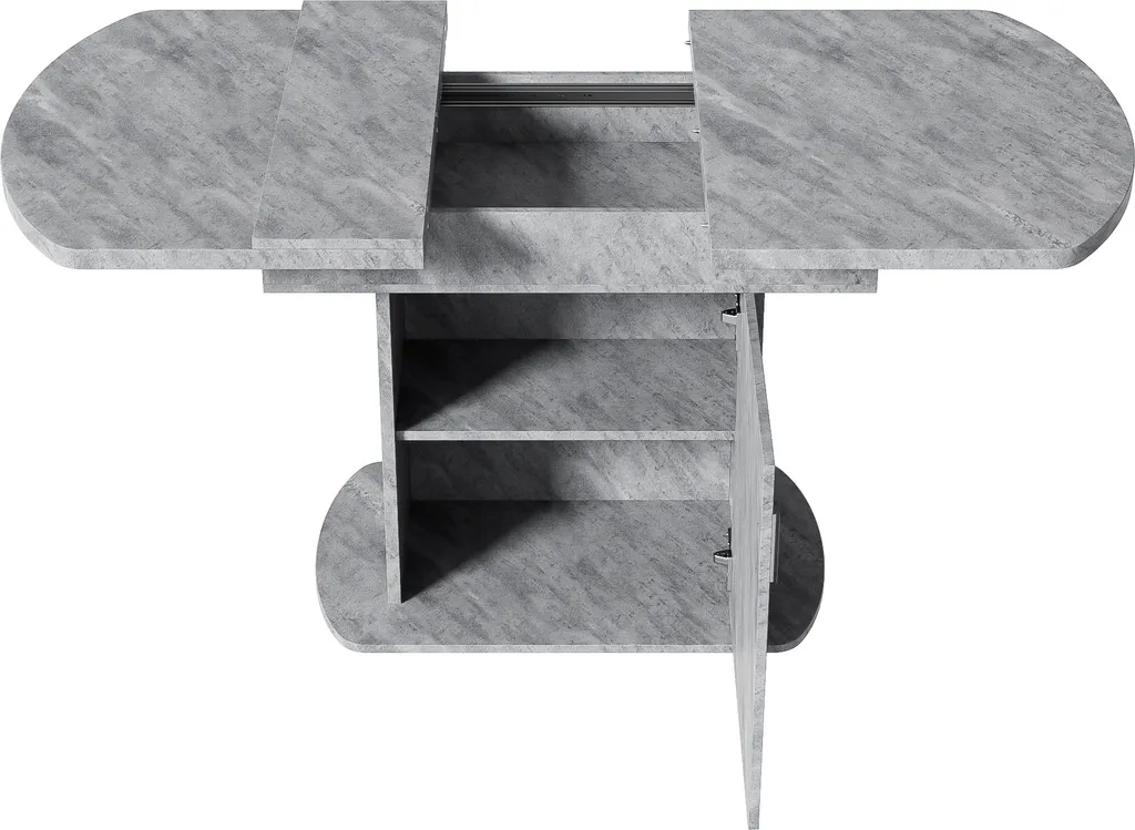Table Ovale Extensible Grise Anti-encombrement avec Rangement Pratique - 10