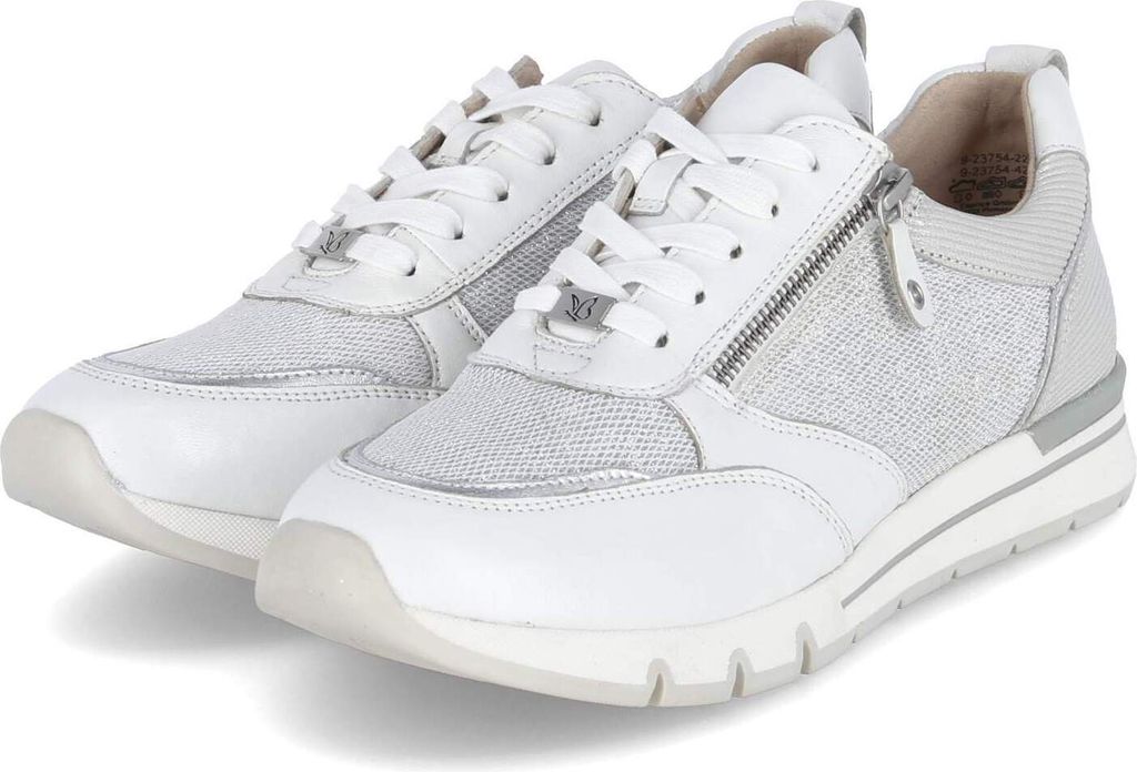 Caprice Damen Low Sneaker Weiß-Silber Leder-Synthetik-Mix Größe: 40