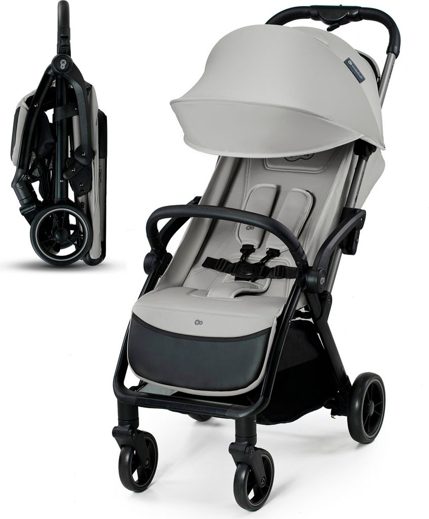 Kinderkraft APINO Buggy - Kinderwagen - Belastbar bis 24 kg - 7,5 kg leicht - AUTO FOLDING - Verstellbare Rückenlehne - Große Räder - Grau
