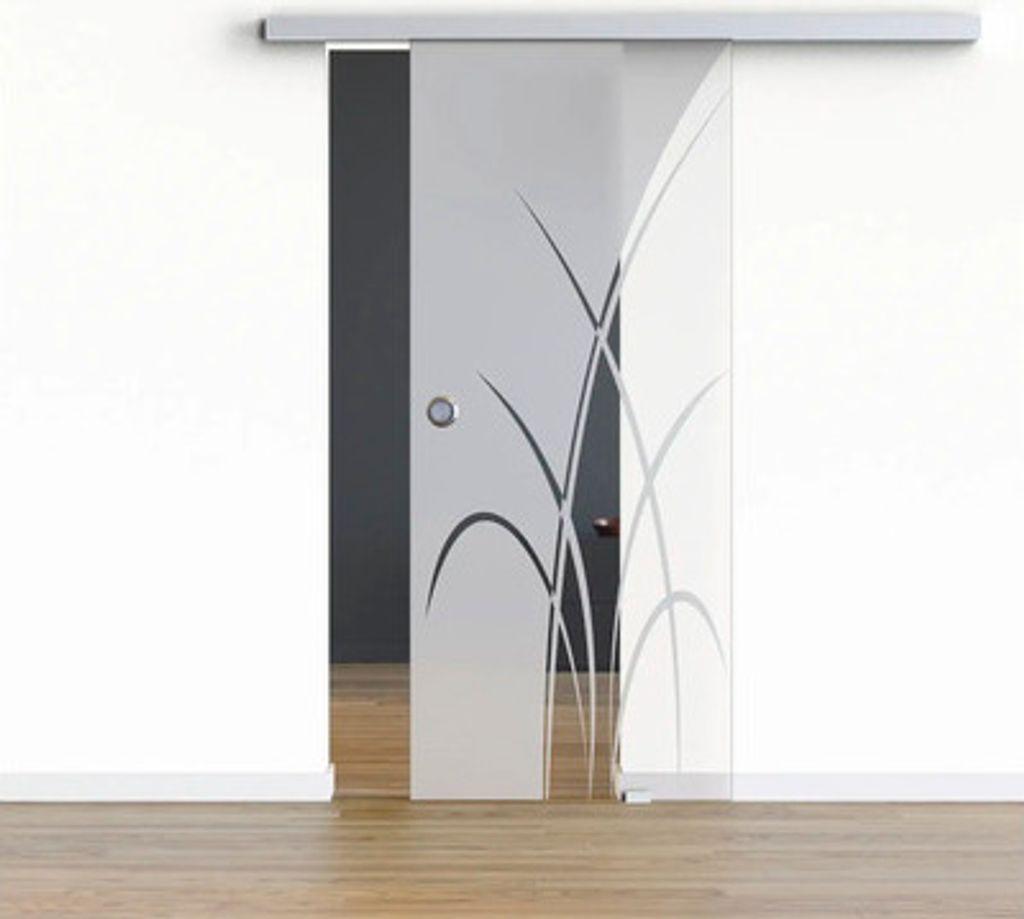 Pertura Glasschiebetür Komplettset Glera Green 02 775x2175 mm Rechts inkl.Beschlag Selir Aluminium natur,Griffmuschel