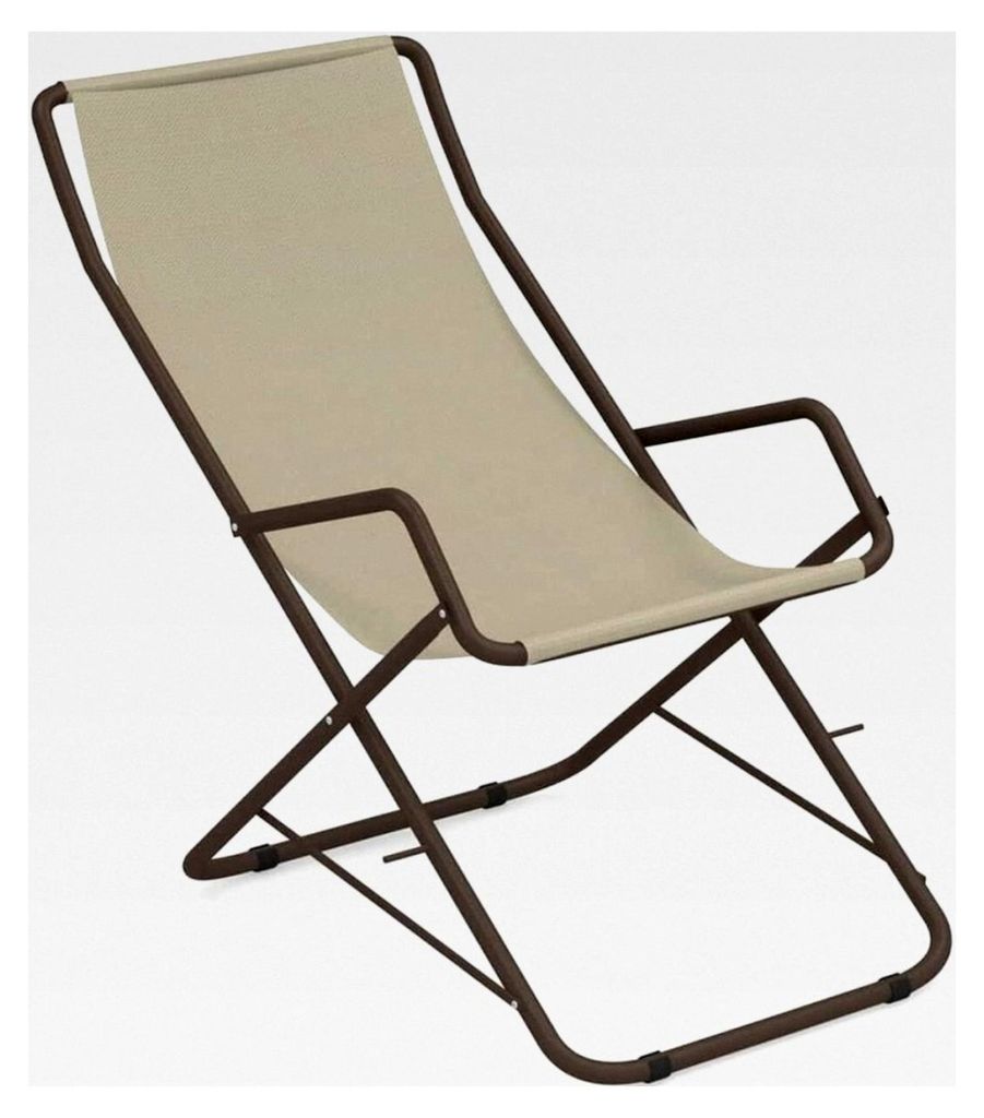 Klappliege Bahama, schwenkbar, Farbe Indienbraun, Bezug aus Textilene in Beige