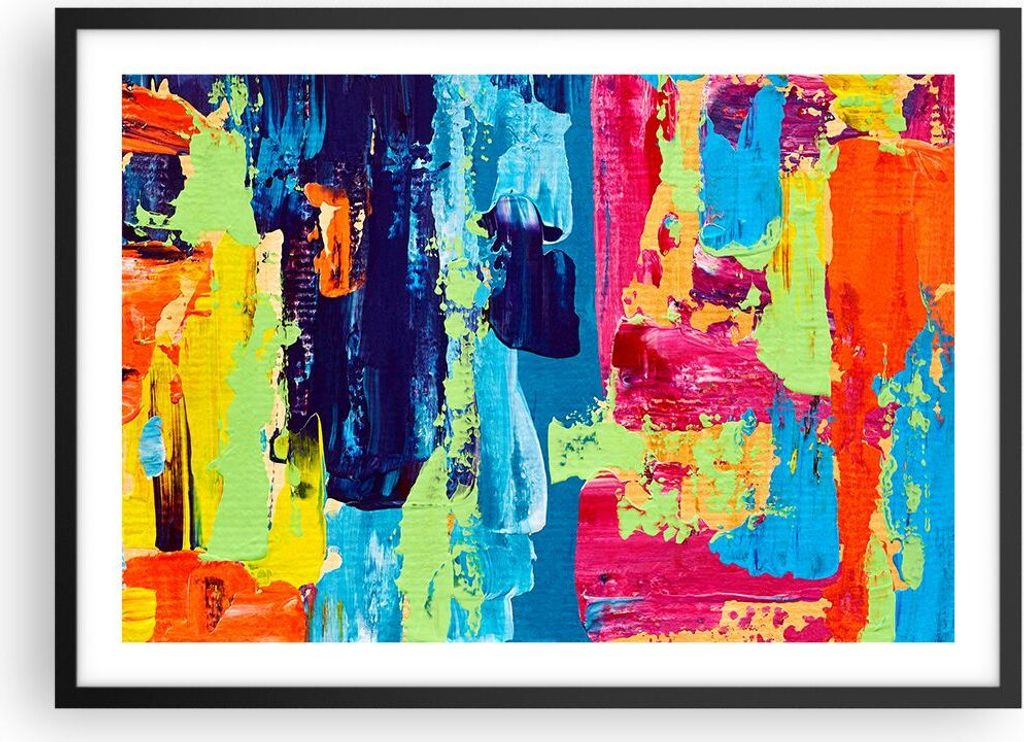 Gerahmtes Poster - Schwarzer Rahmen - Abstraktion Design Grafik - 70x50 cm - Wand Bild - Wanddeko - Wandbilder - Wandposter - Bilderrahmen - Bilder...