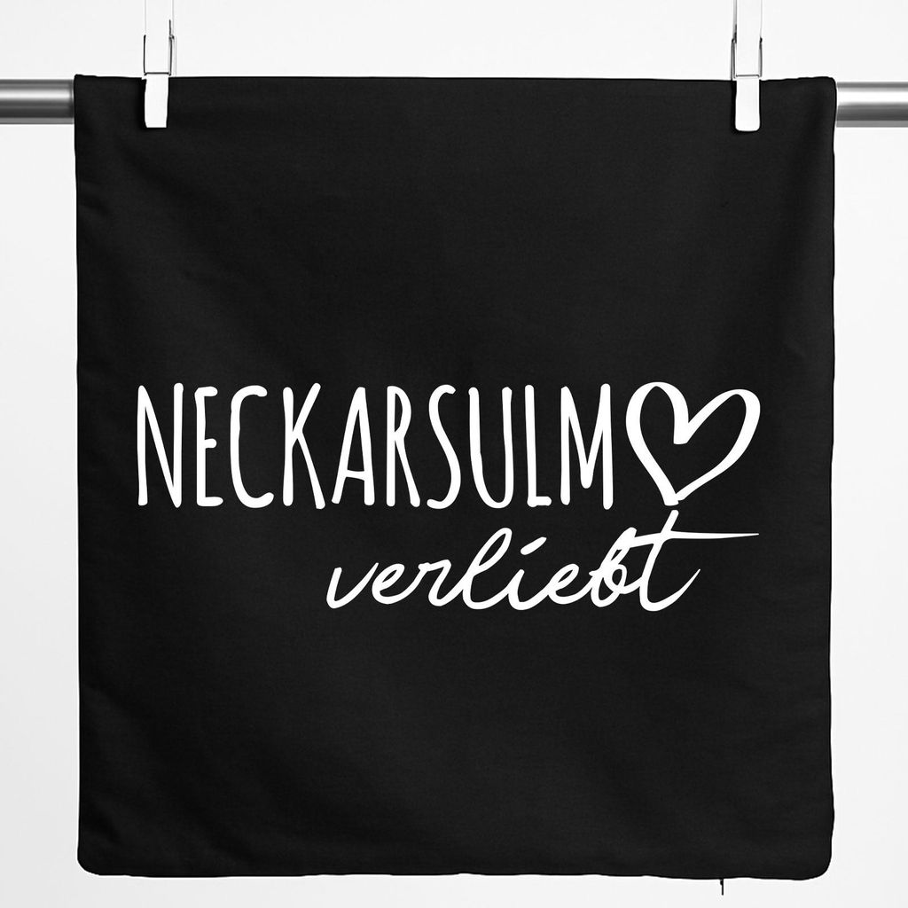 Huuraa Kissenbezug Neckarsulm verliebt 40x40cm Black Baumwolle Dekokissenbezug Geschenkidee