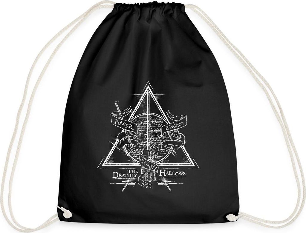 Spreadshirt Harry Potter The Deathly Hallows Turnbeutel, One size, Schwarz