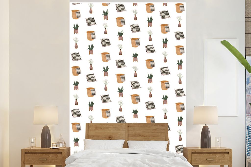 MuchoWow Fototapete für Wohnzimmer oder Schlafzimmer Wandtapete Vinyl Motivtapete Wohnzimmer - Accessoires - Muster - 145x220 cm - Wanddekoration