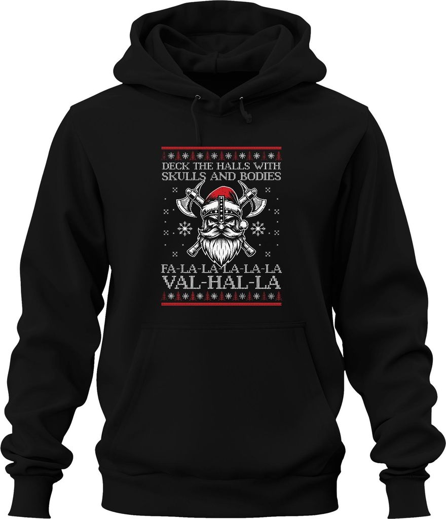 Valhalla Wikinger Nordmann Viking - Weihnachten Weihnachtsgeschenk Christmas Uni Hoodie Kapuzenpullover, Schwarz, XXL