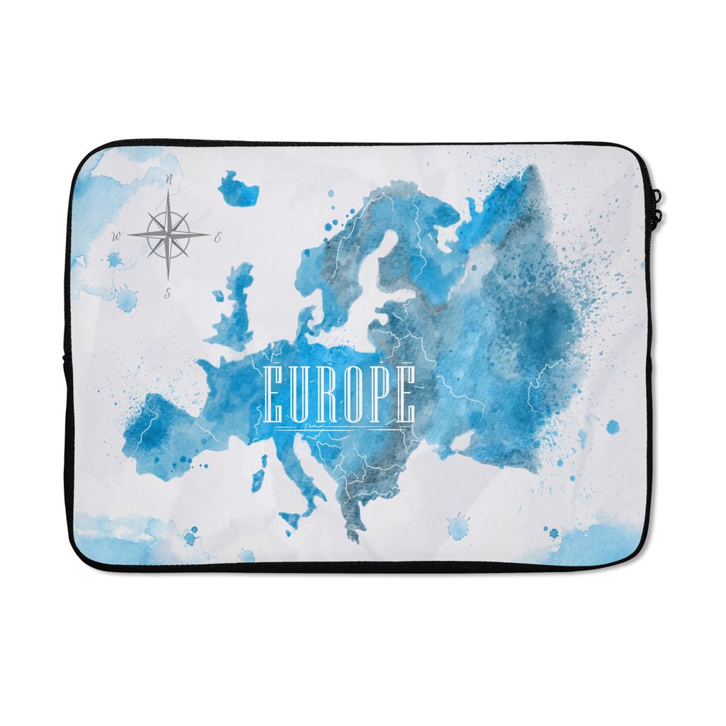 MuchoWow Laptop Hülle 14 ZollAquarell - Karte - Europa Laptoptasche - Laptoptasche - Stoßsicher - Schutzhaube