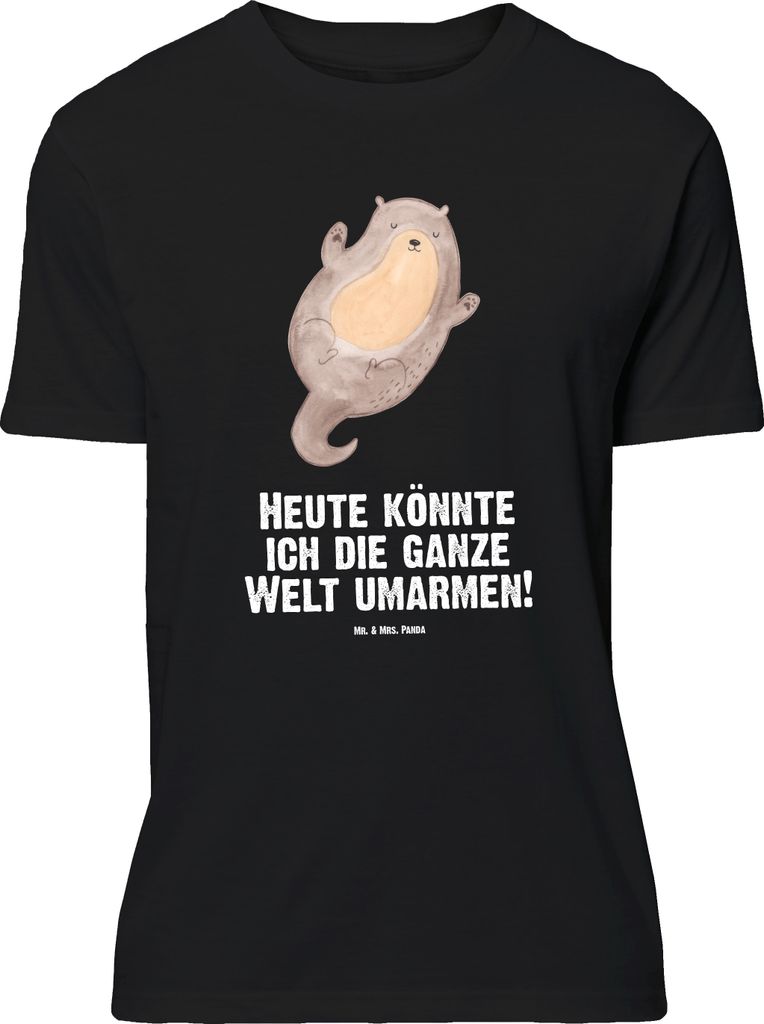 Mr. & Mrs. Panda Tshirt Otter Umarmen - Schwarz - Geschenk, Optimistisch, Seeotter See, Design T-Shirt, oberteil, glücklich, gut Gelaunt, Basic-Sh...