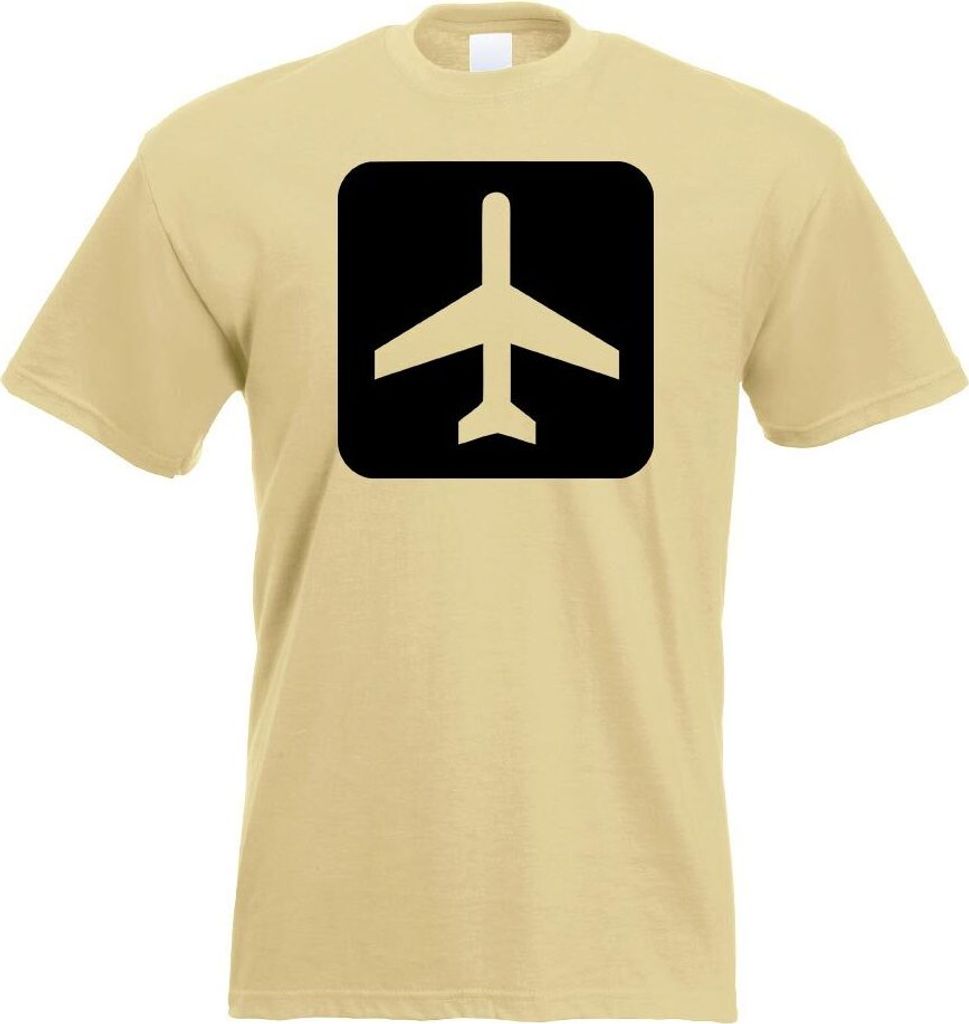 Kiwistar - T-Shirt - Khaki - Flughafen Flugplatz Piktogramme Herren Funshirt Bedruckt Design Sprüche Spruch Motive - mit Motiv Bedruckt - Funshirt...