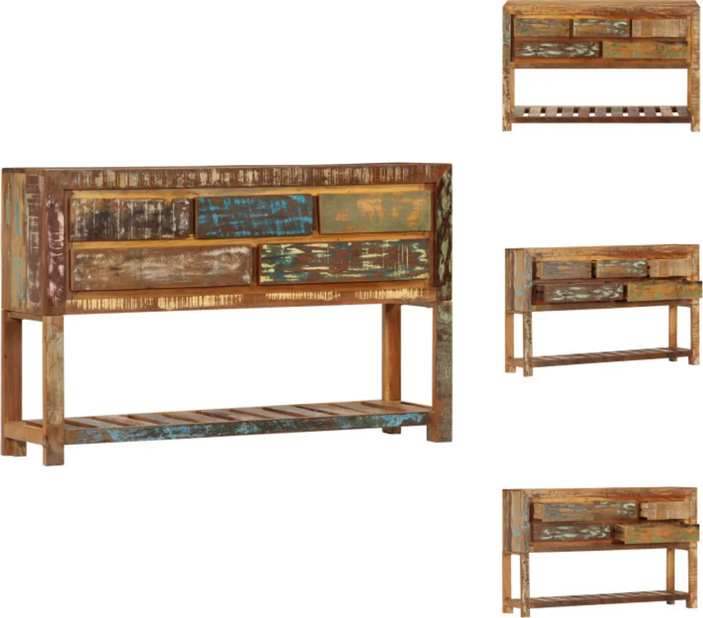 Buffet en Bois Massif de Récupération 120 cm - Console Design Vintage