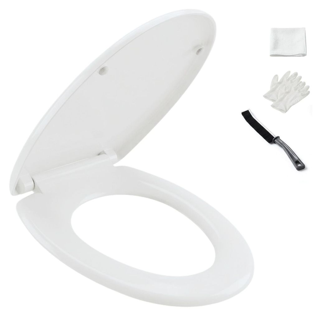 G.mütlich Toilettendeckel weiß oval mit Absenkautomatik, robuster WC-Sitz aus PP, abnehmbare Klobrille inkl. Montage Reinigungskit