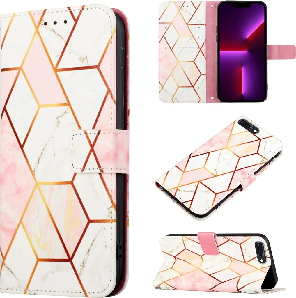 Custodia Wallet iPhone 8 Plus Marmo: Stand e Protezione Integrata - 1