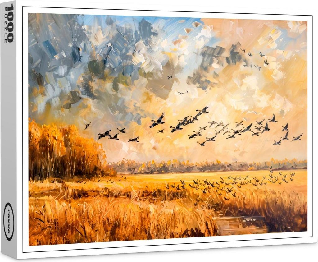 raxxa Premium-Puzzle "Autumn field with birds", 1000 Teile