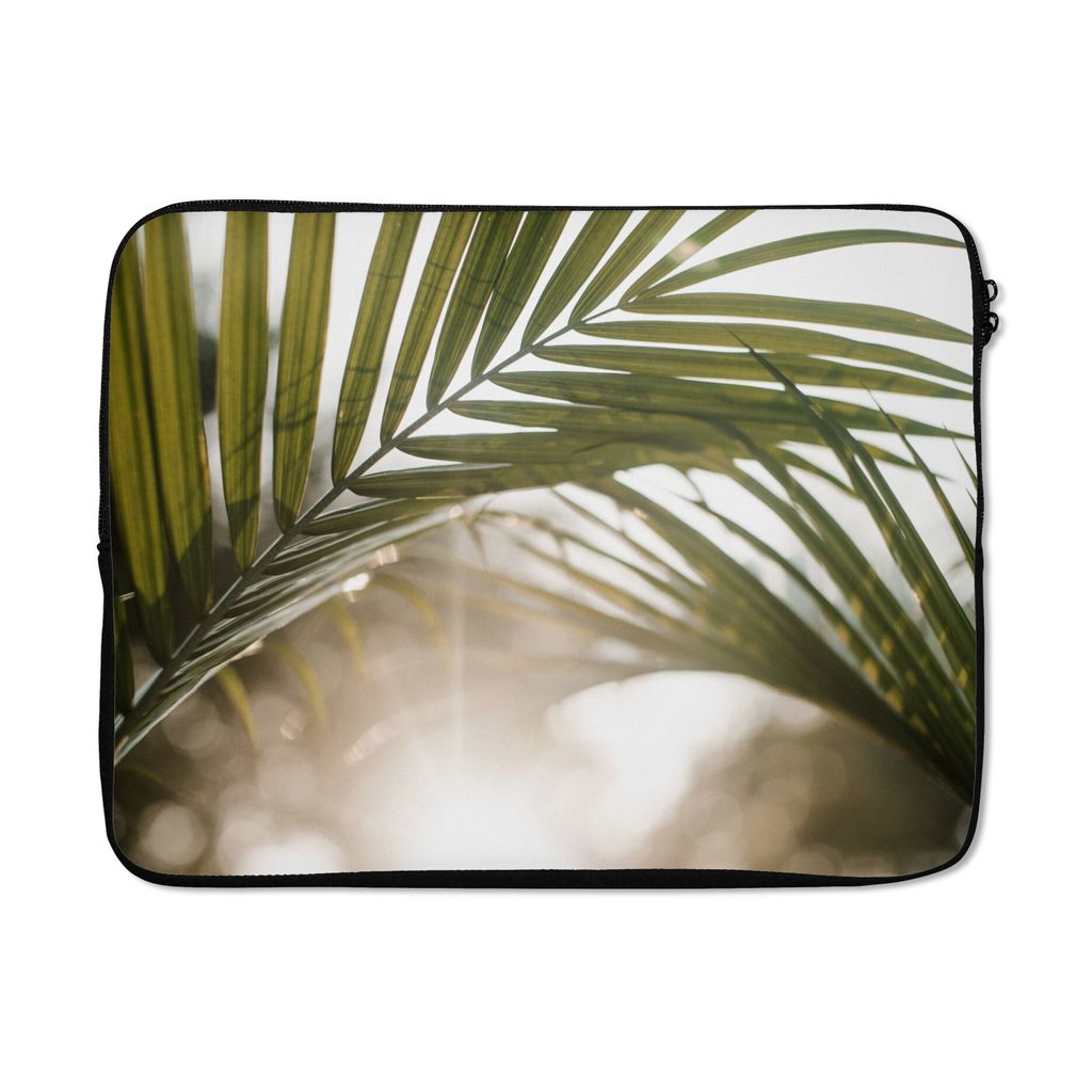 MuchoWow Laptop Hülle 17 Zoll Laptoptasche Palme - Palmenblatt - Sonne - Sommer - Zipper - Schutzabdeckung
