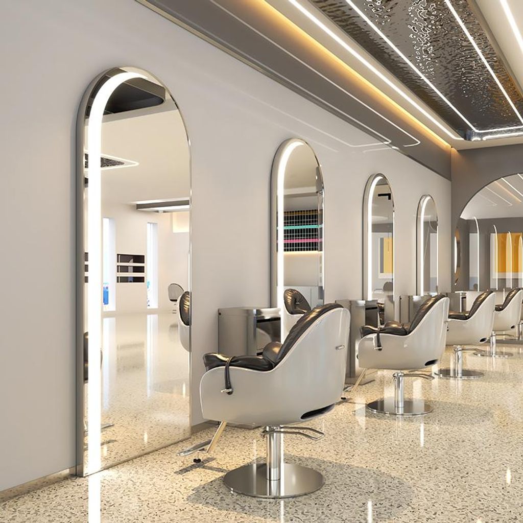 Konsole Friseur Barber Kosmetikspiegel LED Aluminiumrahmen Produktbild 